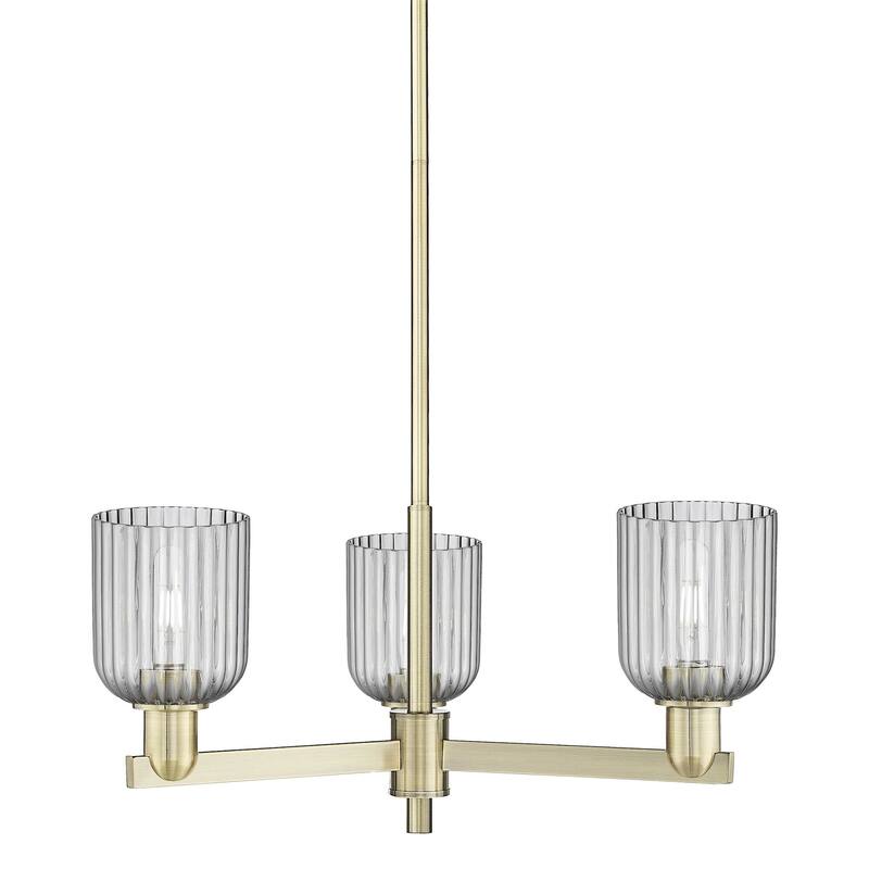 Innovations Lighting 716-3CR-9-18 Bridal Veil Chandelier Bridal Veil 3 - Antique Brass / Light Smoke