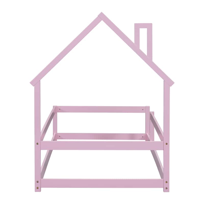 House-Shaped Headboard Floor Bed Platform Bed Kids Bed,Twin Size