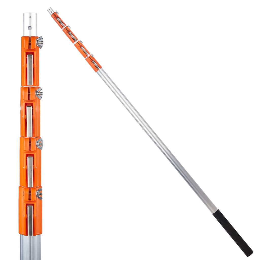 Orange-Silver Adjustable 4-24ft Telescopic Pole with Snap-On Lock for Cleaning Painting and High Reach - 4-24-Feet