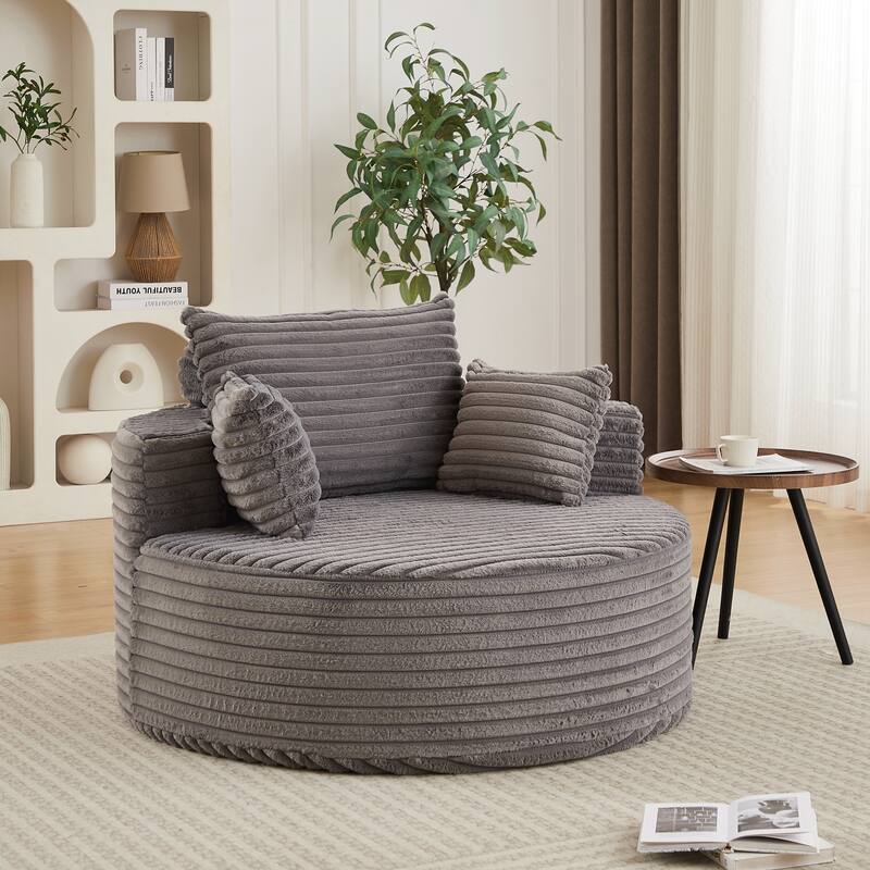 Corduroy Sponge single sofa,No Assembly Required,Fluffy Modern Sleeper Chair for Living room, Bedroom