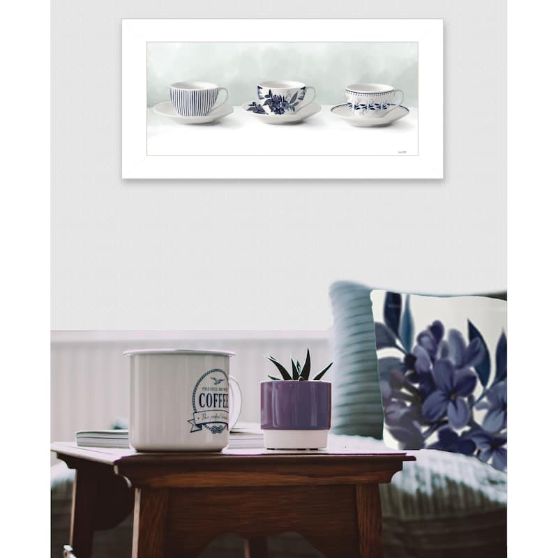 Framed Wall Art - Cups & Saucers, White Frame