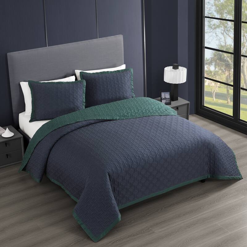 Bebejan 100% Cotton Sateen 3 Piece Textured Quilted Coverlet Set