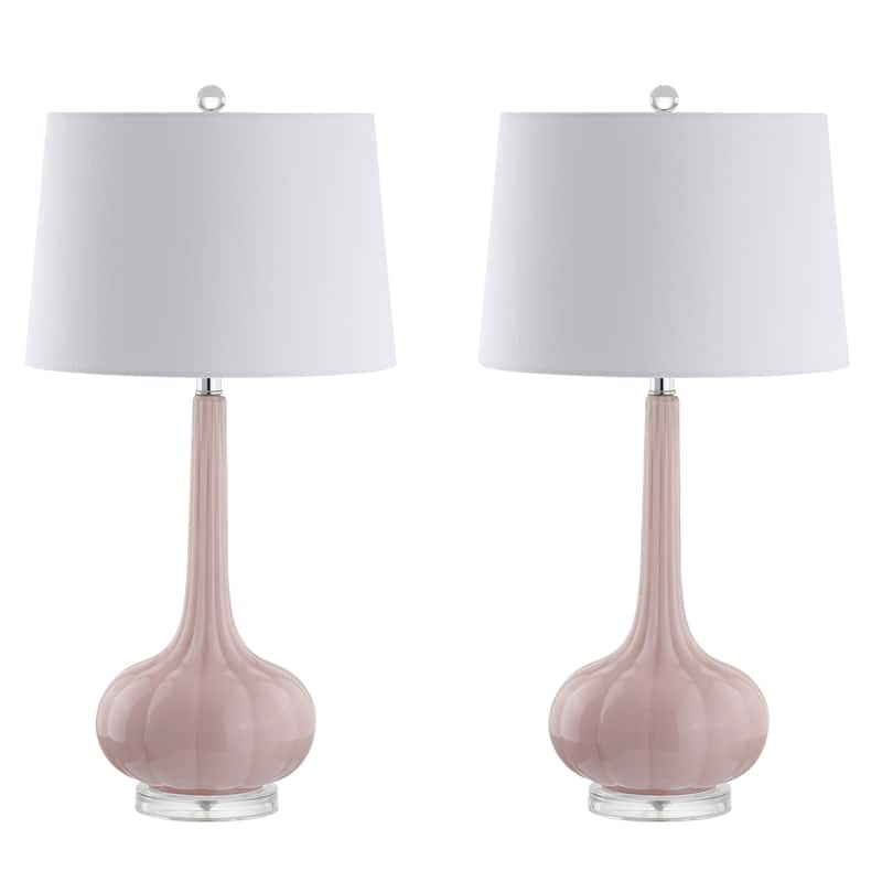Diamante 28.5" Glass Teardrop LED Table Lamp, Pink (Set of 2) by JONATHAN Y