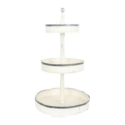 Decorative Wood and Tin 3 Tier Tray