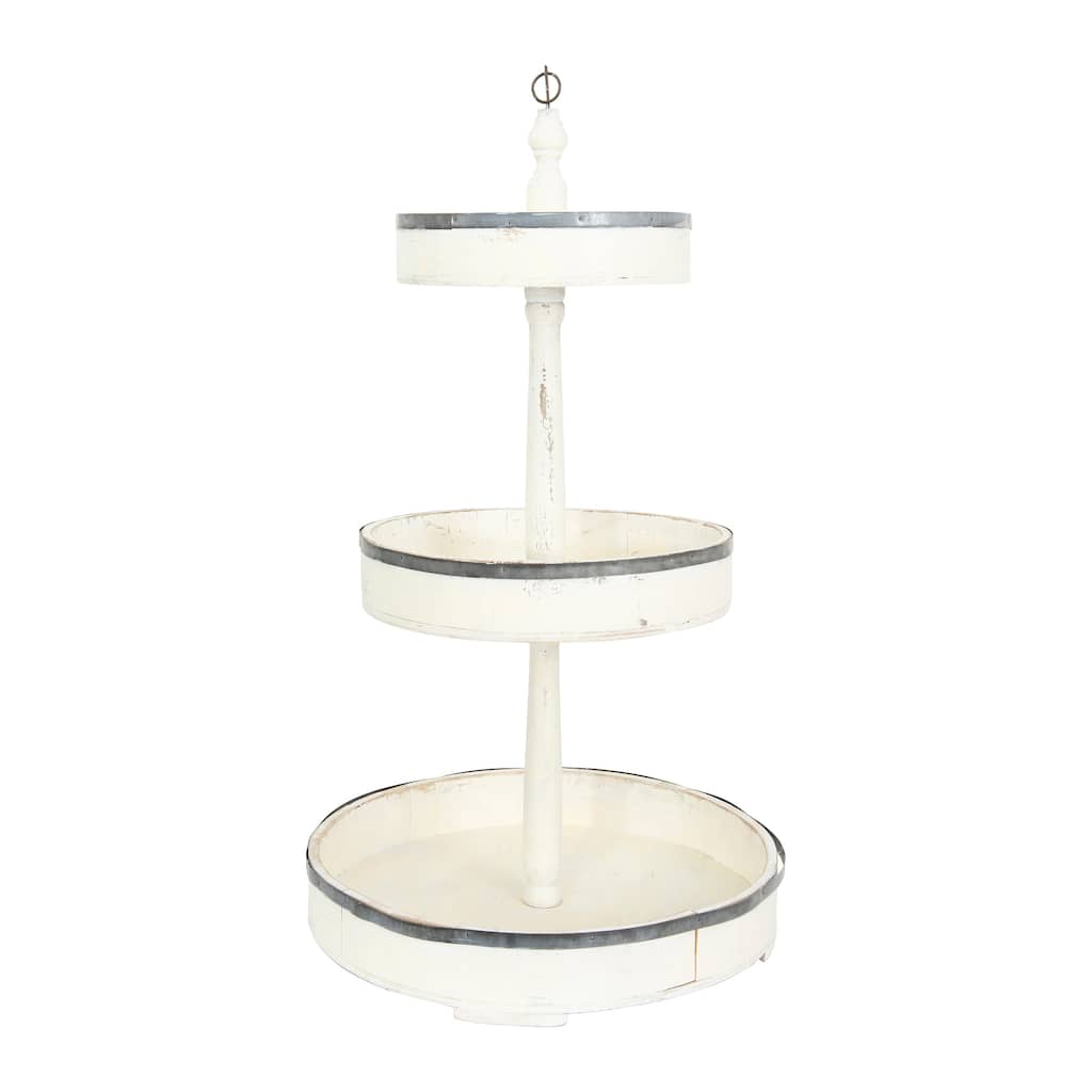 Decorative Wood and Tin 3 Tier Tray