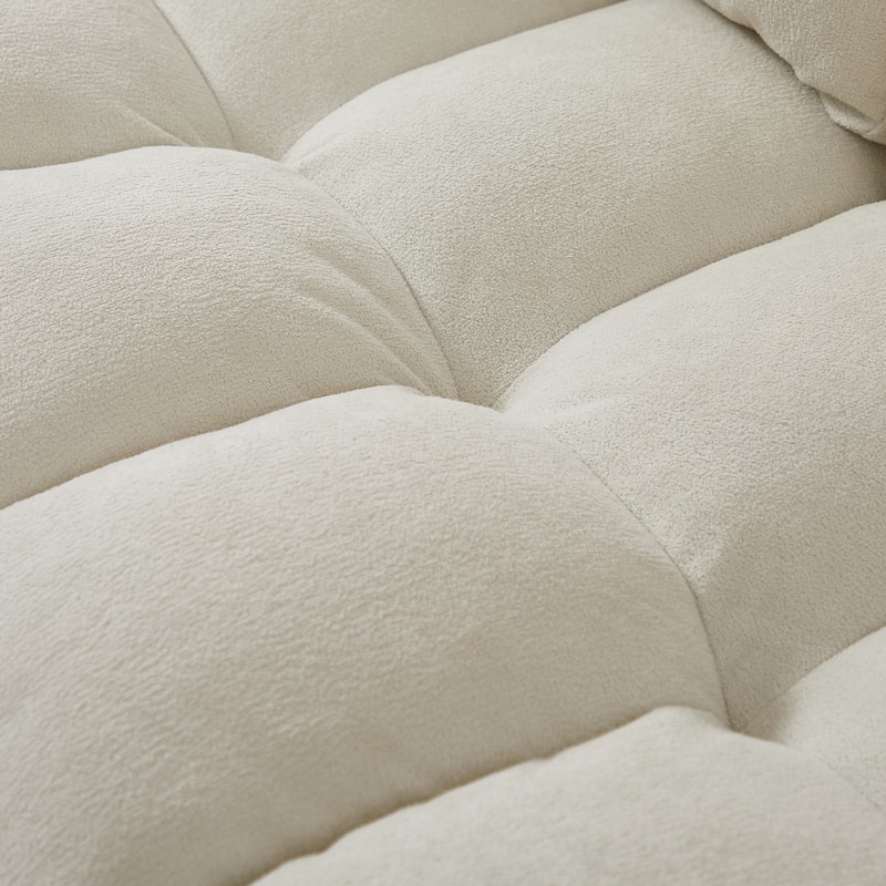 Modern Chenille L-Shaped Convertible Sofa Bed with Storage, USB and Type-C Charging Ports for Living Room