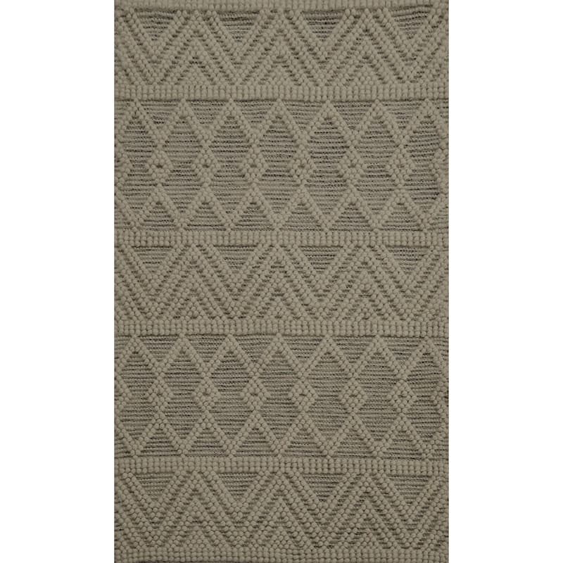 Hand Knotted Oriental 100% Wool Carpet Modern Geometric Beige & Ivories Moroccan Area Rug - 4' 7'' X 2' 11''