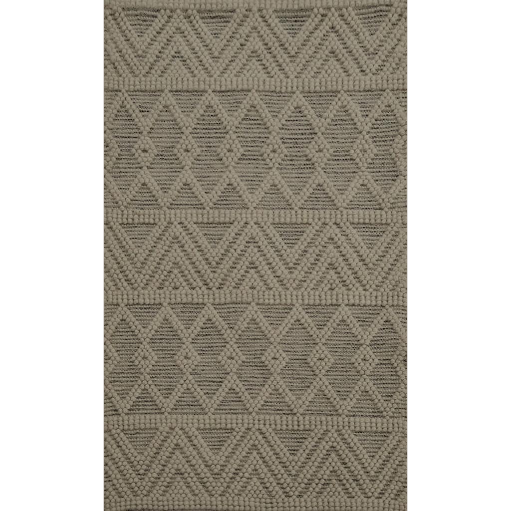 Hand Knotted Oriental 100% Wool Carpet Modern Geometric Beige & Ivories Moroccan Area Rug - 4' 7'' X 2' 11''