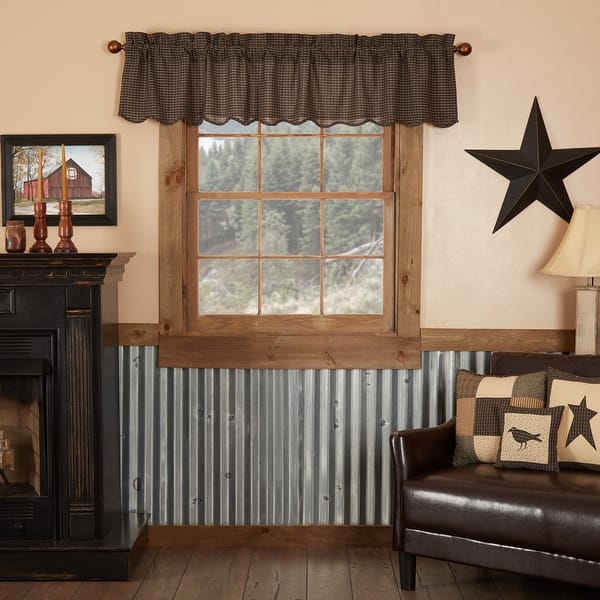 slide 2 of 8, Kettle Grove Plaid Scalloped Valance
