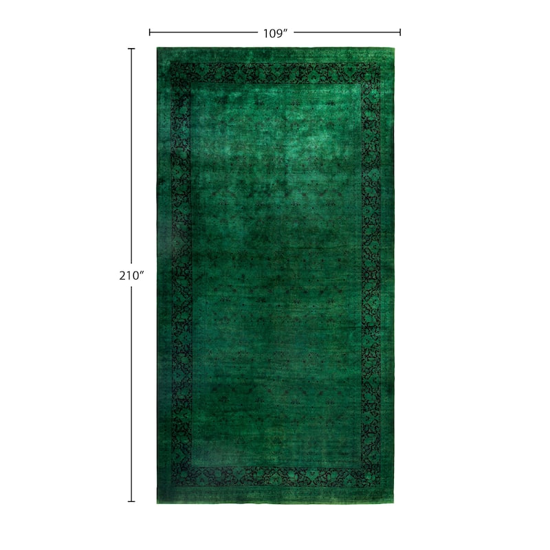 Overdyed One-of-a-Kind Hand-Knotted Area Rug - Green - 9' 1" x 17' 6"