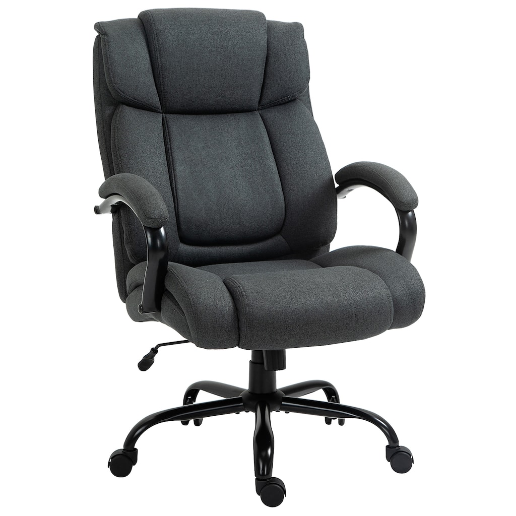 Heavy-Duty Computer Desk Chair with Breathable Linen Fabric, Extra-Wide Seat, and 360° Mobility for Big and Tall Users