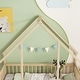 preview thumbnail 5 of 16, Twin Wood House-Shaped Floor Bed with Fence, Guardrails for Small Space, Living Room, Bedroom, Apartment