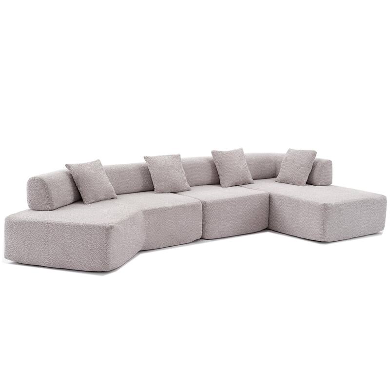 140" L-Shape Cloud Sectional Couch w/ Chaise, Modern Modular Sofa with Deep Seat, Upholstered Couches No Assembly Required