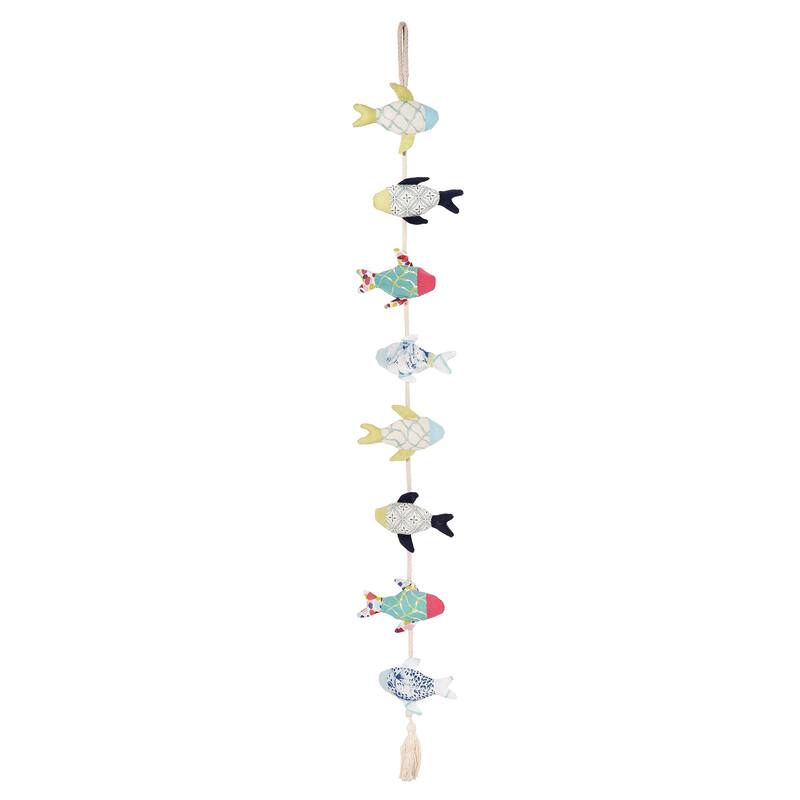 38" Fabric Fish Float Drop Decorative Nautical Hanging Ornament - Multicolored