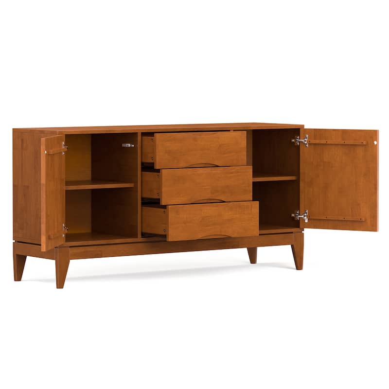 WYNDENHALL Pearson SOLID HARDWOOD 60 inch Wide Mid Century Design Sideboard Buffet - 17"d x 60"w x 30"h