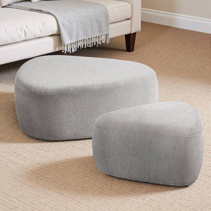 Oversized Triangle Cocktail Ottoman (Set of 2) - Light Grey