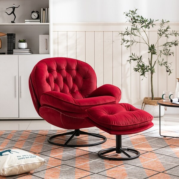Modern Single Sofa Chair With Ottoman Comfy Single Leisure Sofa