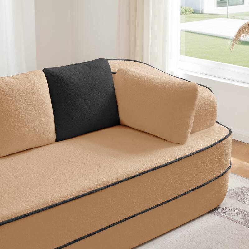 GDF Studio - Aubrey 135" Oversized Teddy Upholstered 4-Seat Boneless Sofa with Symmetrical Aesthetics (No Assembly Required)