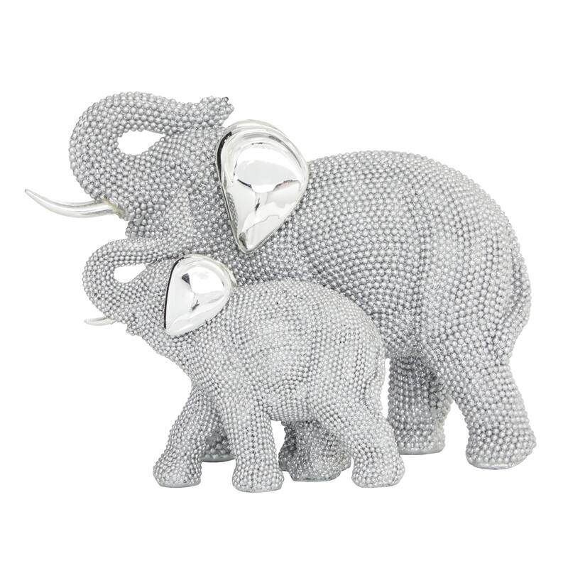Polystone Elephant Decorative Sculpture - Silver - Roche River Decor - Silver