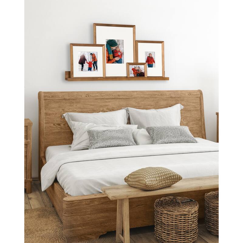 Kate and Laurel Bordeaux Wall Shelf with Frames Set