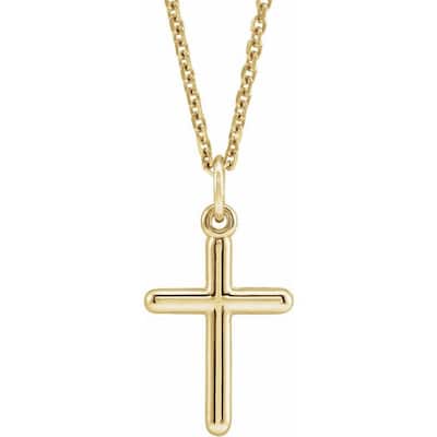 Curata 14k Yellow Gold 13x9mm Polished Religious Faith Cross Necklace