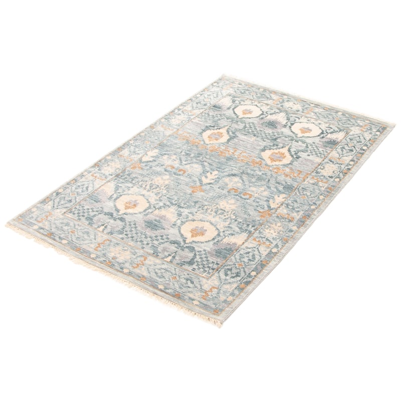 ECARPETGALLERY Hand-knotted Mystique Teal Wool Rug - 4'1 x 6'2