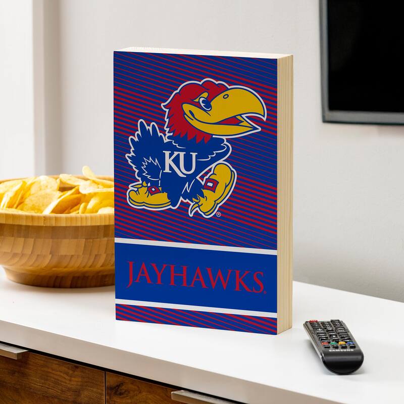 University of Kansas Wooden Tabletop Mantel Shelf Sign - 8" x 12"