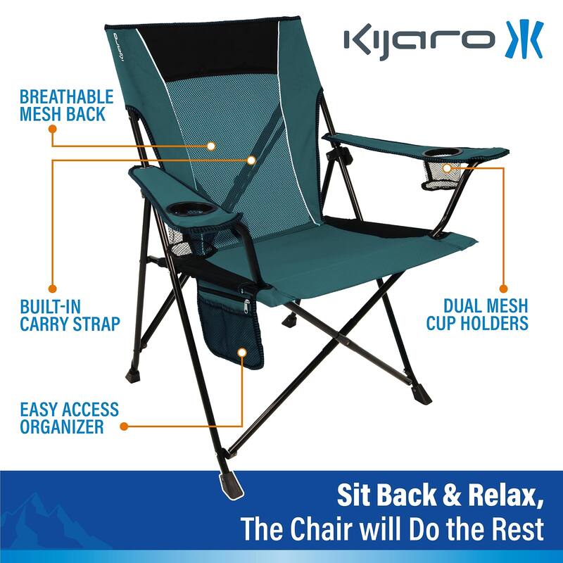 Dual Lock Camping Chair, Folding Beach Chair High Back Lightweight Portable Backpack Chair with Headrest