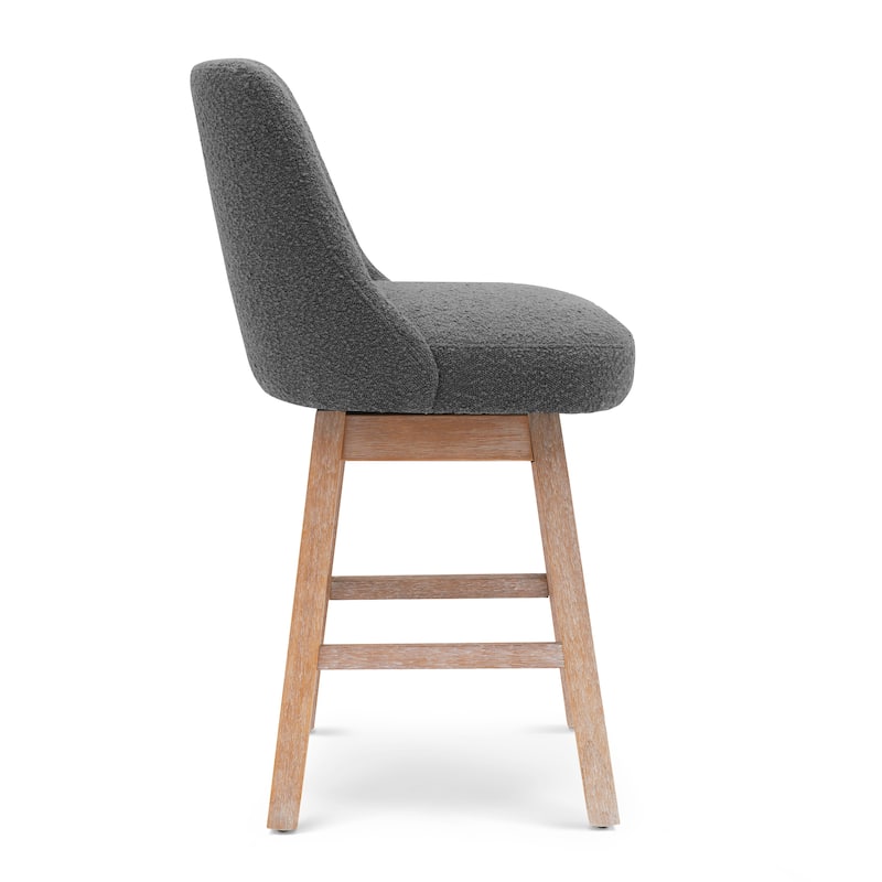 Boucle Polyester Upholstered Swivel Counter Stool - Foot Glides (Set of 2)