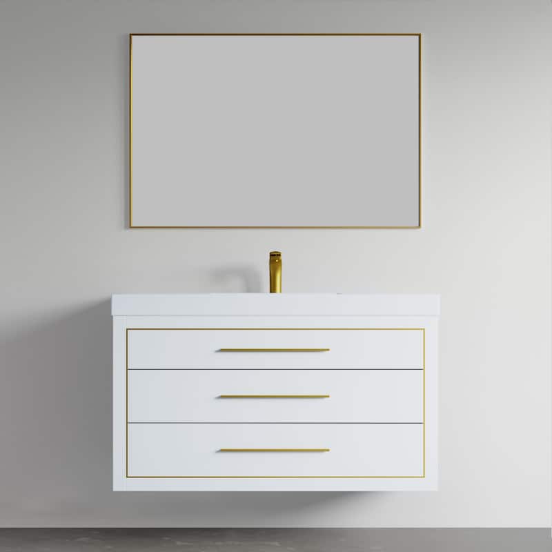 LaLa 48" Single Vanity Set - White with Brass Trim