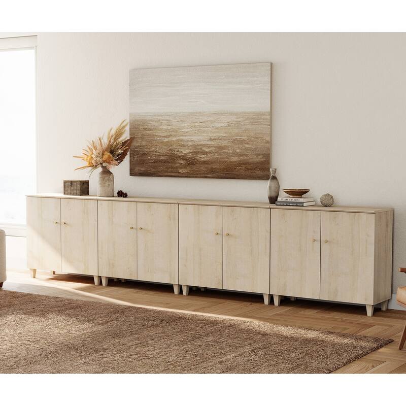 WAMPAT Modern TV Stand, Tall Entertainment Center with Doors