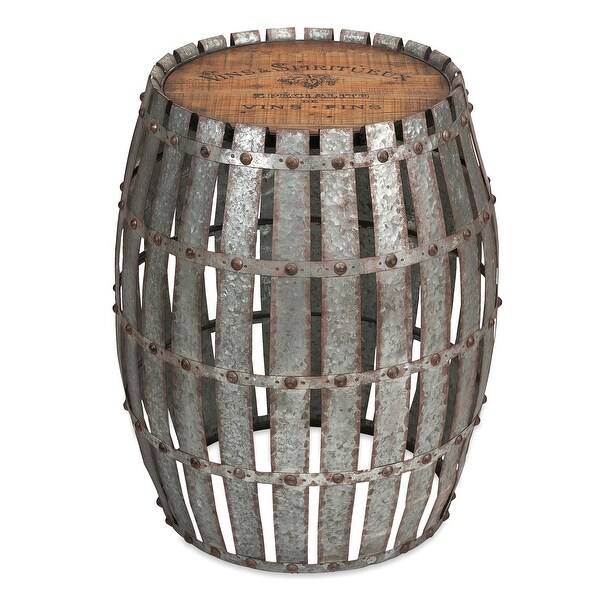 Shop Farmhouse Galvanized Metal 20Inch Barrel Accent Table Overstock 31284229