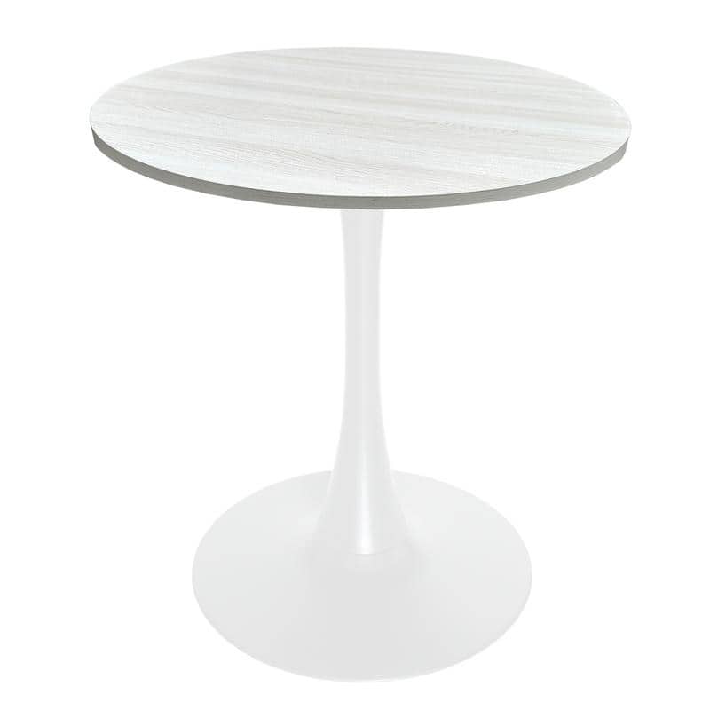 Bristol 27" Round Dining Table with MDF TableTop & White Pedestal Base for Kitchen & Dining Room