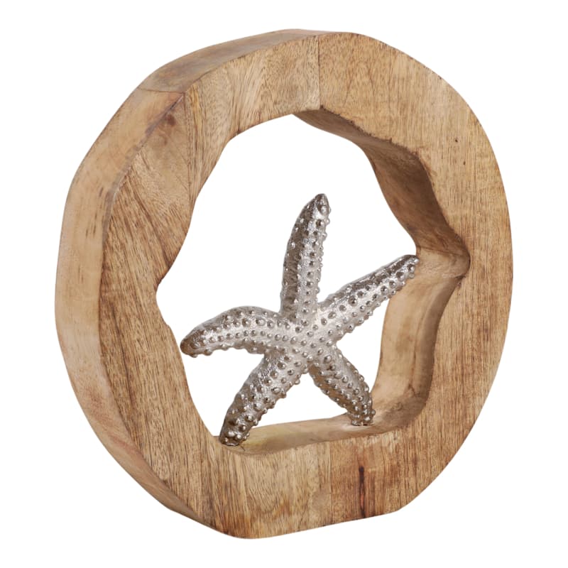 Decorative Figurine on Round Wooden Stand Sculpture