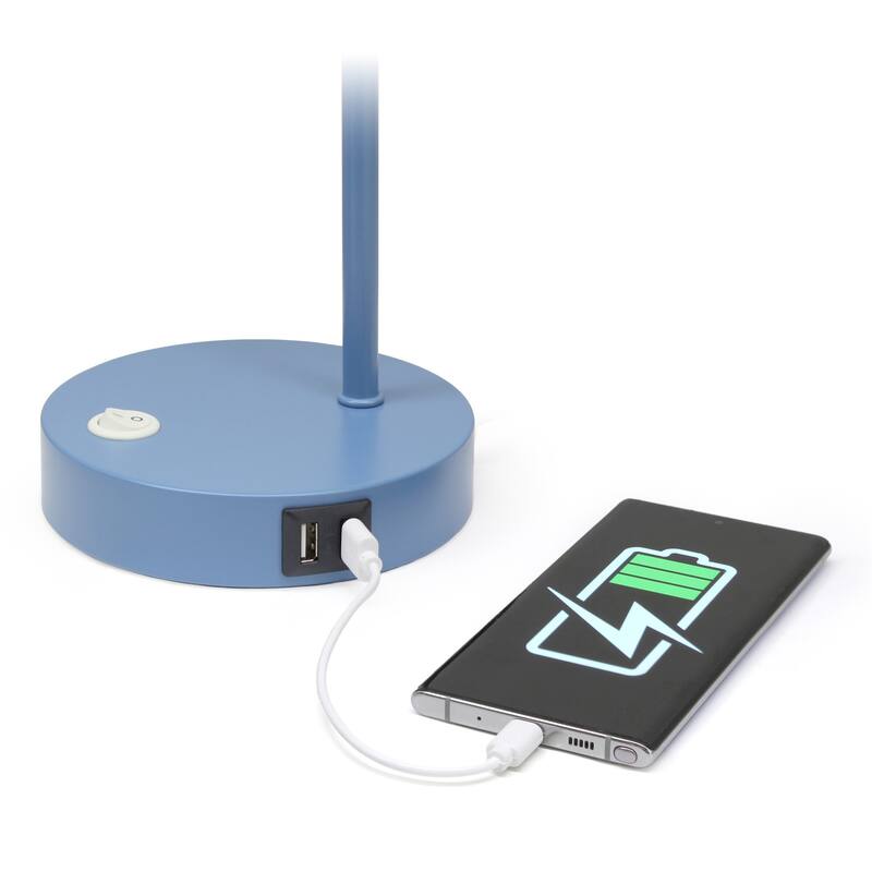 Curved Arm Desk Lamp with Glass Shade - 15.75" - Blue