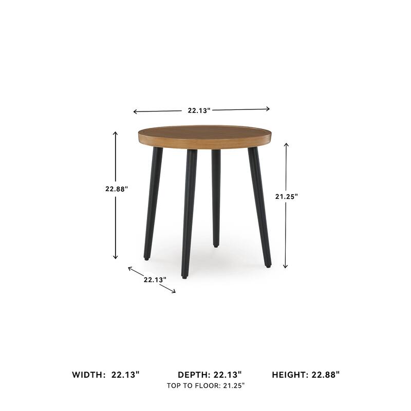 Signature Design by Ashley Horizon Hall Brown/Black Outdoor End Table - 22.13" W x 22.13" D x 22.88" H