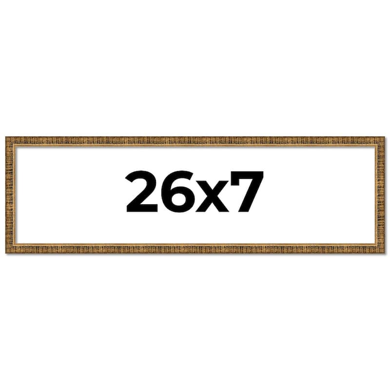 26x7 Frame Black Real Wood Picture Frame Kingsley Gold Distressed Photo Frame with UV Acrylic Foam Board Backing &