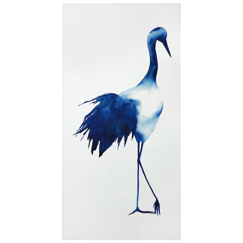 "Ink Drop Crane 1" Frameless Free Floating Tempered Glass Panel Graphic Wall Art