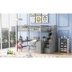 preview thumbnail 4 of 12, Full Loft Kids Bed Frame with L-Shaped Desk, 3-Tier Storage Shelves & Storage Staircase for Space-Saving, Easy Assembly, Grey
