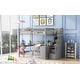 preview thumbnail 18 of 26, Full Size Loft Kids Bed Frame with Desk, Storage Shelves & Staircase for Bedroom, White