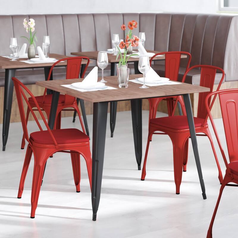 All-Weather Commercial Stack Chair & Poly Resin Seat - Red/Red