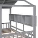 preview thumbnail 18 of 43, Kids Playhouse Bed Frame Wood Semi Enclosed House Bed with Storage Headboards & 2 Drawers, Roof Platform Bed, Wood Slat Support