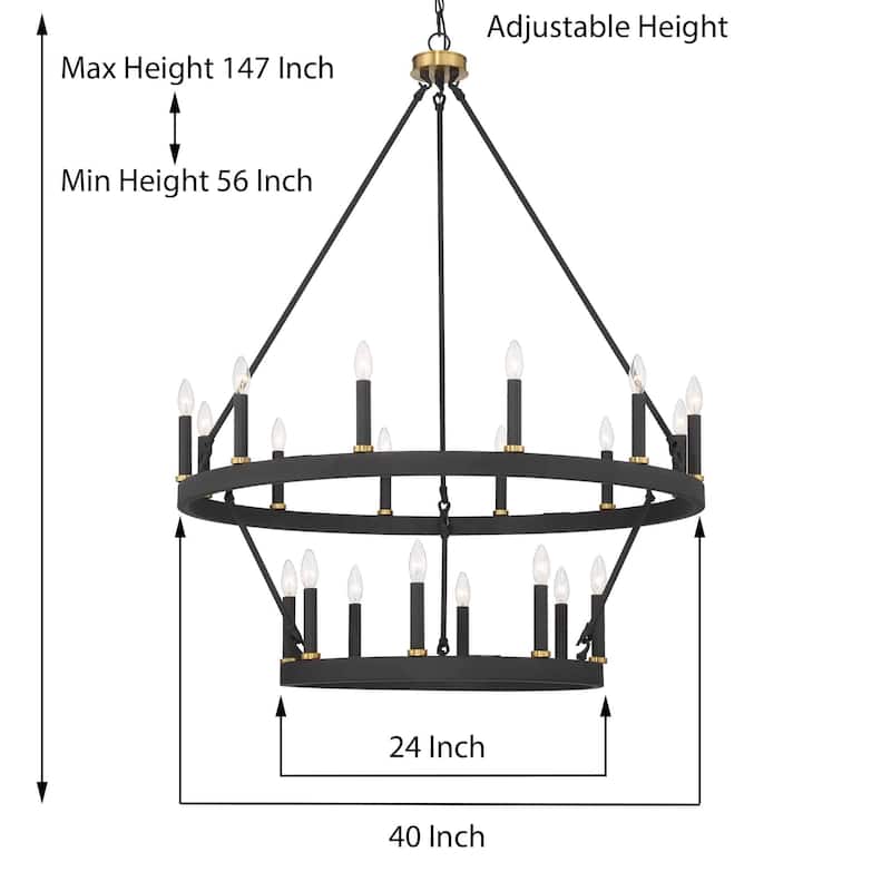 Acroma 20-light Modern Farmhouse 40In Round Wagon Wheel Chandelier with UL