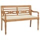 preview thumbnail 1 of 8, vidaXL Batavia Bench with Cream Cushion 47.2" Solid Teak Wood