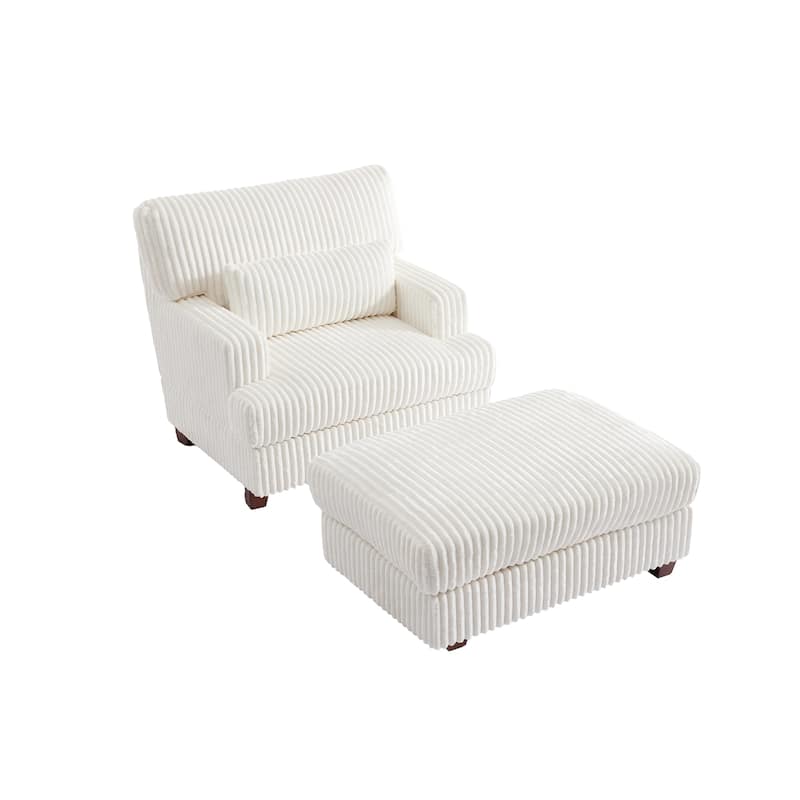 36" W Upholstered Chaise Lounge Oversized Accent Chair with Ottoman