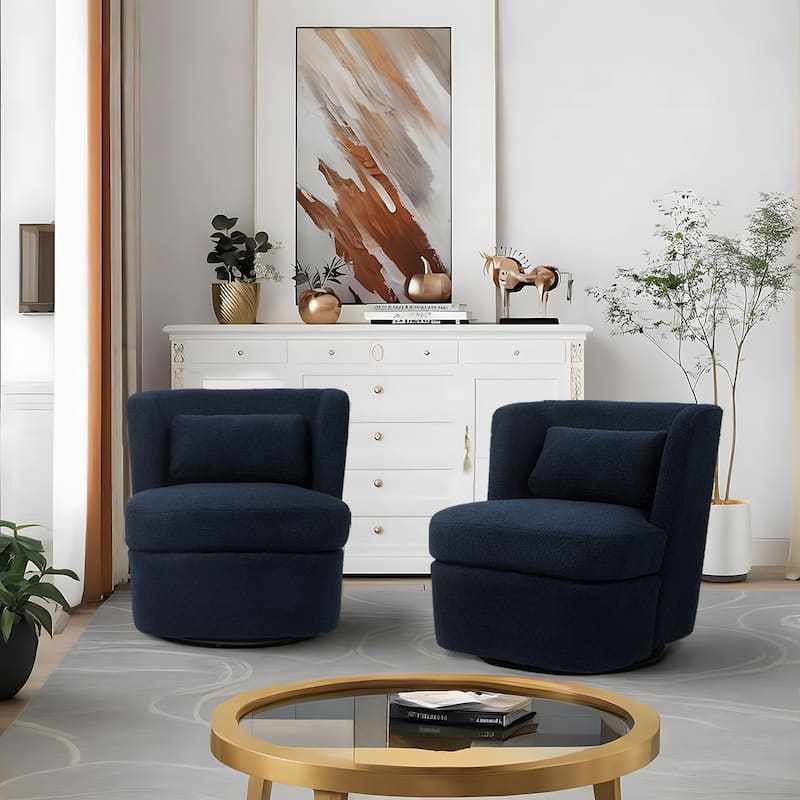 2Set 360°Swivel Barrel Chair with Cushion