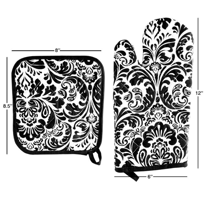 Oven Mitt And Pot Holder Set, Quilted And Flame And Heat Resistant By Windsor Home