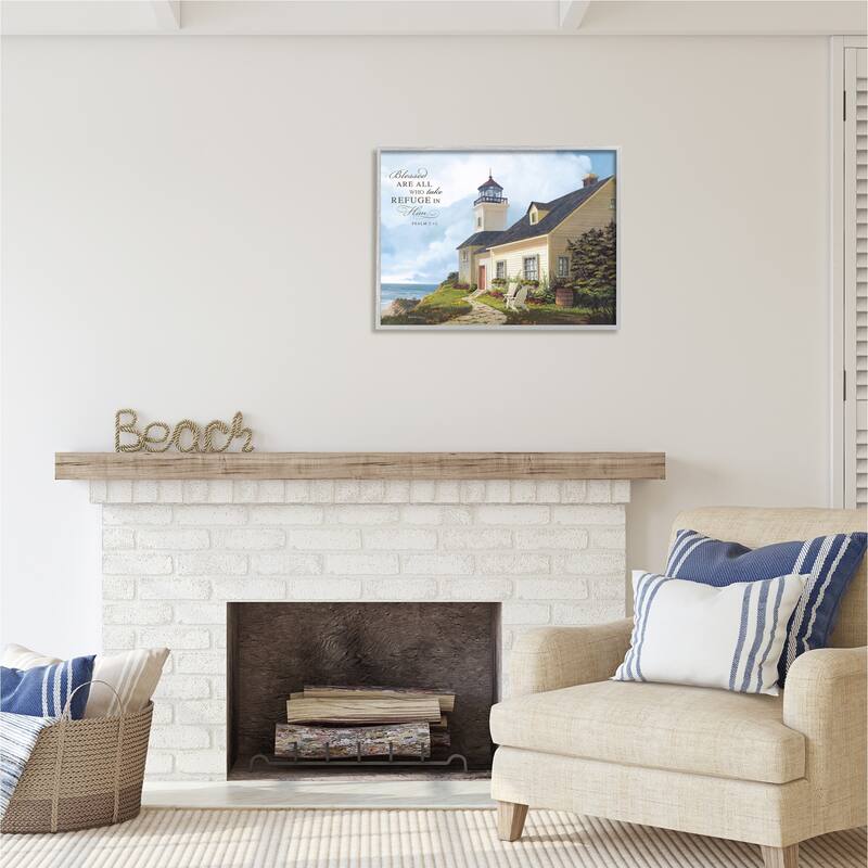 Stupell Religious Proverb Coastal Scene Framed Giclee Art Design by Michael Humphries