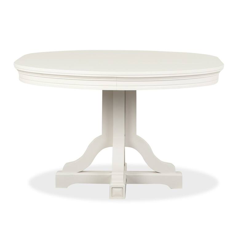 Magnussen Home Willowbrook Egg Shell White Extendable 48" Round Dining Table - 48''W x 48''D x 30''H