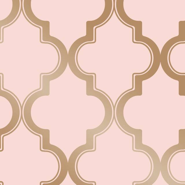 Marrakesh Peel-and-Stick Wallpaper - Pink & Metallic Gold